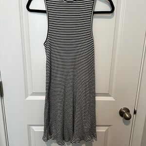 Striped Rib Knit Black and White Dress